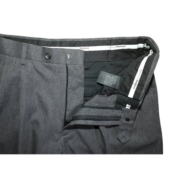 Men's Perry Ellis Portfolio Gray Pleated Work Dress Pants w/ Cuffed Hems 36W 29L - Picture 3 of 7
